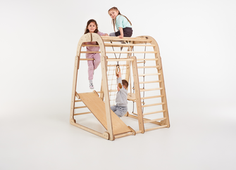 6-in-1 お子様向け屋内木製プレイエリア（プレイエリア・ブランコ・滑り台ボード）