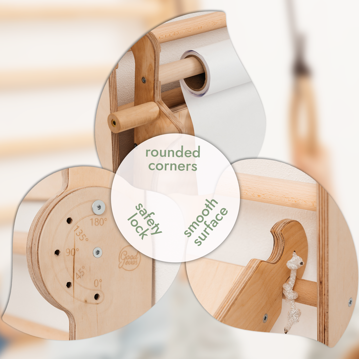 5-in-1 お子様向け スウェーデンラダー (ピクラートライアングル・滑り台・ブランコ・お絵かきボード)